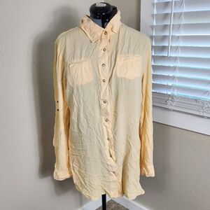 Wearables Top Button Up Size XL NWT Yellow